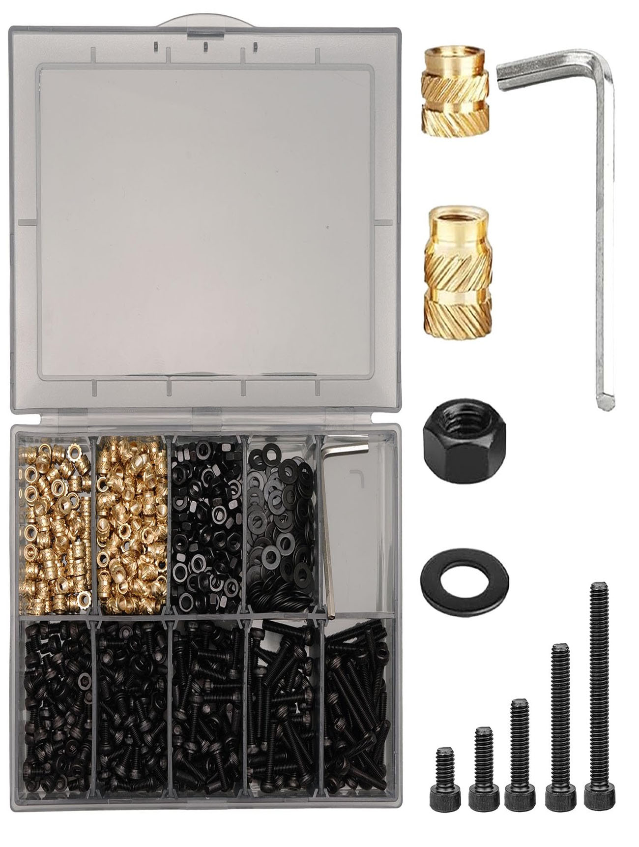 630Pcs M3 Threaded Insert Assortment Kit