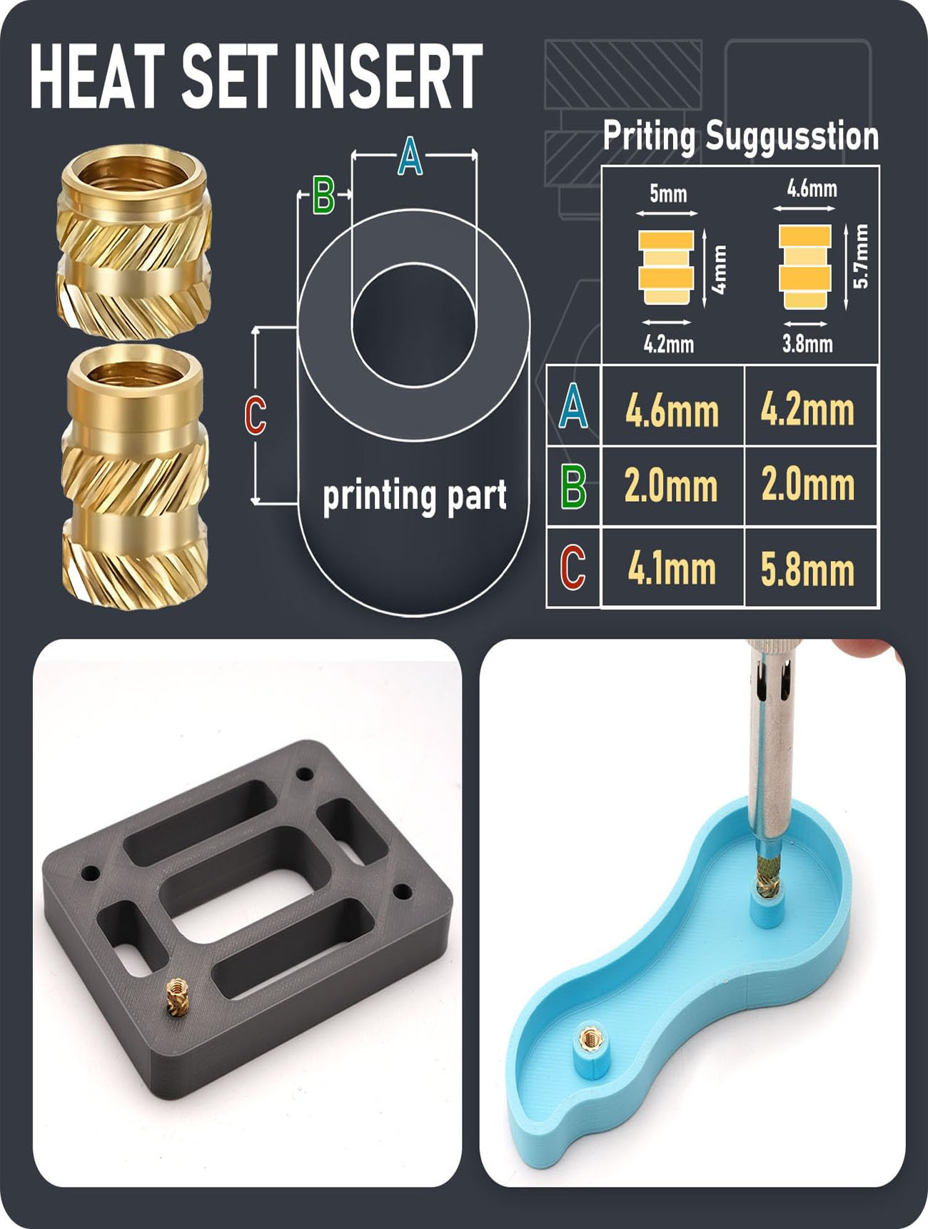630Pcs M3 Threaded Insert Assortment Kit - Image 3