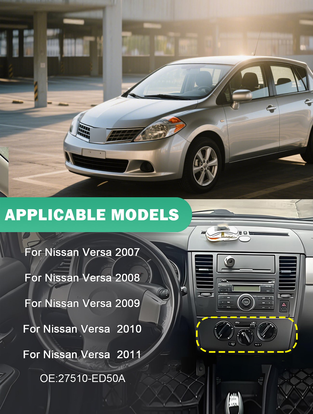 For Nissan Versa 2007-2011 Climate Control Panel - Image 2