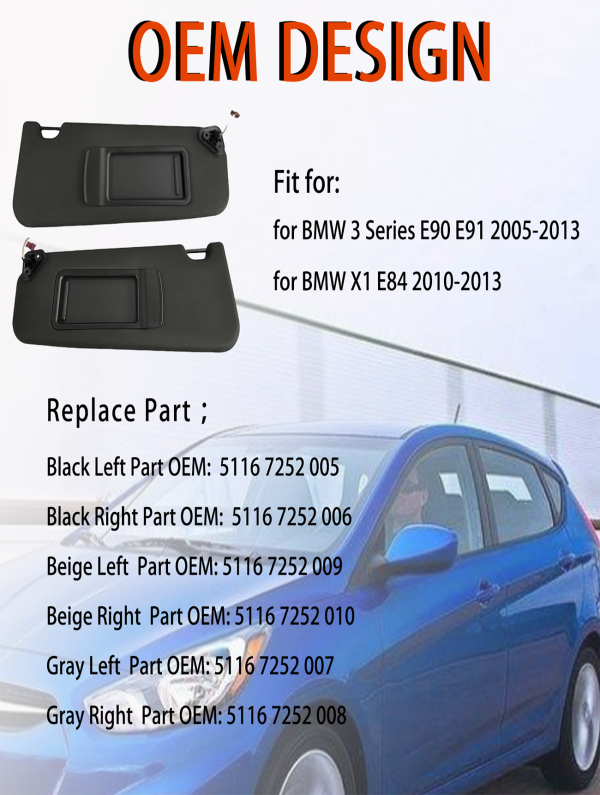 Sun Visor For BMW 3 Series E90 E91 X1 E84 - Image 4
