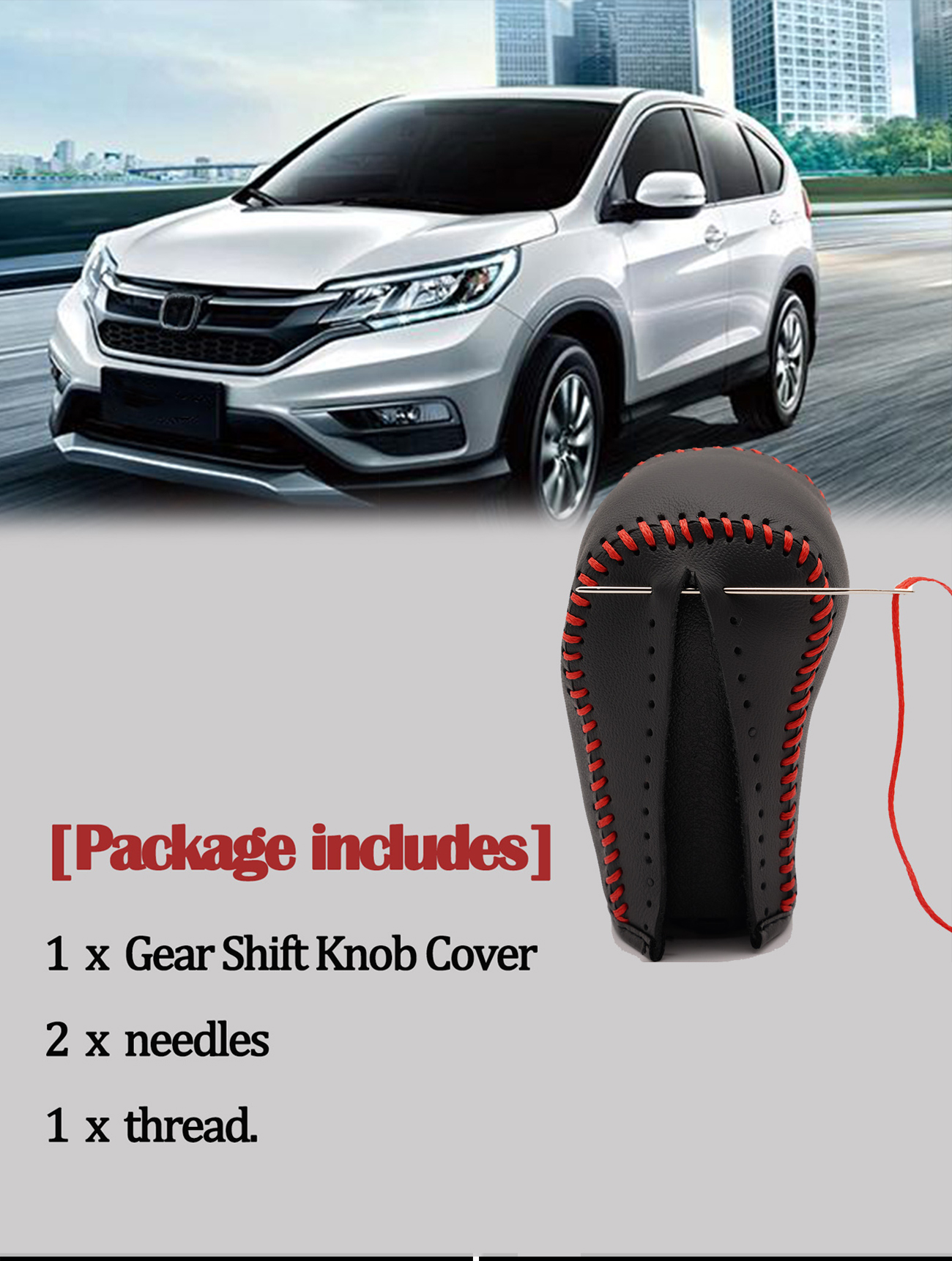 Leather Gear Shift Knob Cover For Honda CR-V 2007-2011 - Image 3