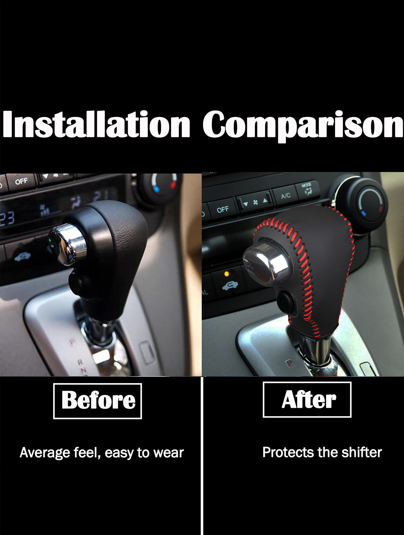 Leather Gear Shift Knob Cover For Honda CR-V 2007-2011 - Image 4